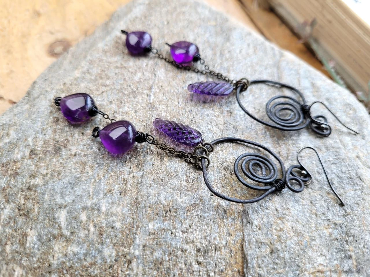Heterogene oorbellen met amethysten !!! – photo 7